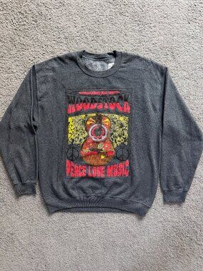 Life Clothing Co. Woodstock Peace Love Music Grey Sweatshirt L - New With Tags